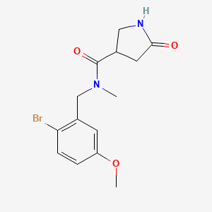 molecular formula C14H17BrN2O3 B7072097 N-[(2-bromo-5-methoxyphenyl)methyl]-N-methyl-5-oxopyrrolidine-3-carboxamide 