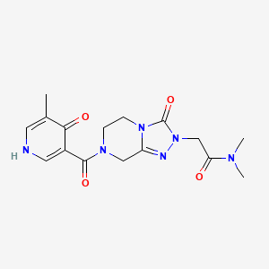 molecular formula C16H20N6O4 B7072126 N,N-dimethyl-2-[7-(5-methyl-4-oxo-1H-pyridine-3-carbonyl)-3-oxo-6,8-dihydro-5H-[1,2,4]triazolo[4,3-a]pyrazin-2-yl]acetamide 