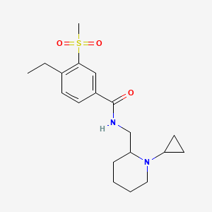 molecular formula C19H28N2O3S B7072259 N-[(1-cyclopropylpiperidin-2-yl)methyl]-4-ethyl-3-methylsulfonylbenzamide 