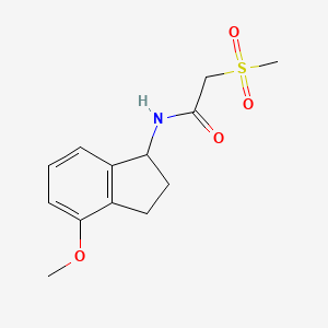 molecular formula C13H17NO4S B7072273 N-(4-methoxy-2,3-dihydro-1H-inden-1-yl)-2-methylsulfonylacetamide 
