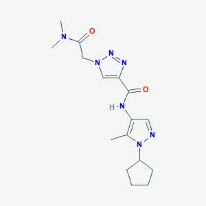 molecular formula C16H23N7O2 B7072278 N-(1-cyclopentyl-5-methylpyrazol-4-yl)-1-[2-(dimethylamino)-2-oxoethyl]triazole-4-carboxamide 