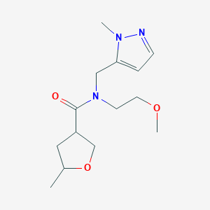 molecular formula C14H23N3O3 B7072435 N-(2-methoxyethyl)-5-methyl-N-[(2-methylpyrazol-3-yl)methyl]oxolane-3-carboxamide 