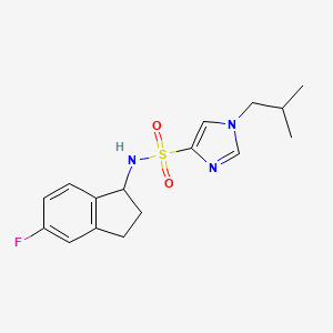molecular formula C16H20FN3O2S B7072521 N-(5-fluoro-2,3-dihydro-1H-inden-1-yl)-1-(2-methylpropyl)imidazole-4-sulfonamide 