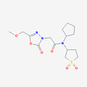molecular formula C15H23N3O6S B7072541 N-cyclopentyl-N-(1,1-dioxothiolan-3-yl)-2-[5-(methoxymethyl)-2-oxo-1,3,4-oxadiazol-3-yl]acetamide 