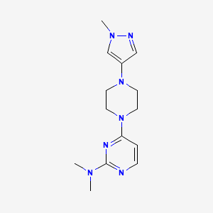 molecular formula C14H21N7 B7072592 N,N-dimethyl-4-[4-(1-methylpyrazol-4-yl)piperazin-1-yl]pyrimidin-2-amine 
