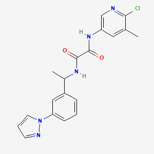 molecular formula C19H18ClN5O2 B7072628 N-(6-chloro-5-methylpyridin-3-yl)-N'-[1-(3-pyrazol-1-ylphenyl)ethyl]oxamide 