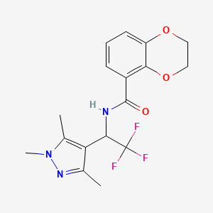 molecular formula C17H18F3N3O3 B7072647 N-[2,2,2-trifluoro-1-(1,3,5-trimethylpyrazol-4-yl)ethyl]-2,3-dihydro-1,4-benzodioxine-5-carboxamide 