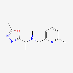 molecular formula C13H18N4O B7072704 N-methyl-1-(5-methyl-1,3,4-oxadiazol-2-yl)-N-[(6-methylpyridin-2-yl)methyl]ethanamine 