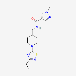 molecular formula C15H22N6OS B7072734 N-[[1-(3-ethyl-1,2,4-thiadiazol-5-yl)piperidin-4-yl]methyl]-1-methylpyrazole-4-carboxamide 
