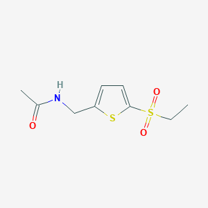 molecular formula C9H13NO3S2 B7072752 N-[(5-ethylsulfonylthiophen-2-yl)methyl]acetamide 