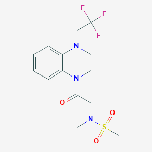molecular formula C14H18F3N3O3S B7072868 N-methyl-N-[2-oxo-2-[4-(2,2,2-trifluoroethyl)-2,3-dihydroquinoxalin-1-yl]ethyl]methanesulfonamide 