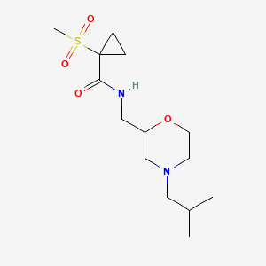 molecular formula C14H26N2O4S B7072892 N-[[4-(2-methylpropyl)morpholin-2-yl]methyl]-1-methylsulfonylcyclopropane-1-carboxamide 