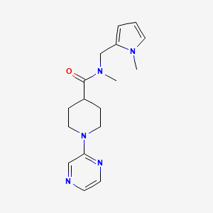 molecular formula C17H23N5O B7073121 N-methyl-N-[(1-methylpyrrol-2-yl)methyl]-1-pyrazin-2-ylpiperidine-4-carboxamide 