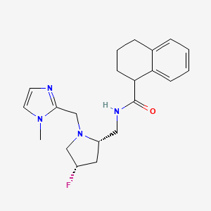 molecular formula C21H27FN4O B7073199 N-[[(2S,4S)-4-fluoro-1-[(1-methylimidazol-2-yl)methyl]pyrrolidin-2-yl]methyl]-1,2,3,4-tetrahydronaphthalene-1-carboxamide 
