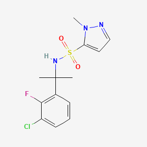 molecular formula C13H15ClFN3O2S B7073212 N-[2-(3-chloro-2-fluorophenyl)propan-2-yl]-2-methylpyrazole-3-sulfonamide 
