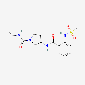 molecular formula C15H22N4O4S B7073275 N-ethyl-3-[[2-(methanesulfonamido)benzoyl]amino]pyrrolidine-1-carboxamide 