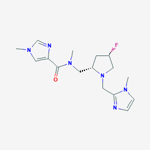 molecular formula C16H23FN6O B7073337 N-[[(2S,4S)-4-fluoro-1-[(1-methylimidazol-2-yl)methyl]pyrrolidin-2-yl]methyl]-N,1-dimethylimidazole-4-carboxamide 