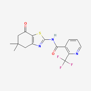 molecular formula C16H14F3N3O2S B7073375 N-(5,5-dimethyl-7-oxo-4,6-dihydro-1,3-benzothiazol-2-yl)-2-(trifluoromethyl)pyridine-3-carboxamide 