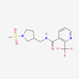 molecular formula C13H16F3N3O3S B7073387 N-[(1-methylsulfonylpyrrolidin-3-yl)methyl]-2-(trifluoromethyl)pyridine-3-carboxamide 