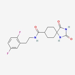 molecular formula C17H19F2N3O3 B7073439 N-[2-(2,5-difluorophenyl)ethyl]-2,4-dioxo-1,3-diazaspiro[4.5]decane-8-carboxamide 