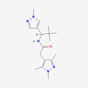 molecular formula C17H27N5O B7073495 N-[2,2-dimethyl-1-(1-methylpyrazol-4-yl)propyl]-2-(1,3,5-trimethylpyrazol-4-yl)acetamide 
