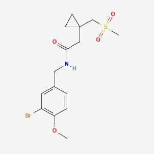 molecular formula C15H20BrNO4S B7073564 N-[(3-bromo-4-methoxyphenyl)methyl]-2-[1-(methylsulfonylmethyl)cyclopropyl]acetamide 