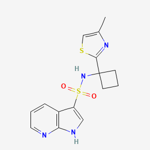 molecular formula C15H16N4O2S2 B7073660 N-[1-(4-methyl-1,3-thiazol-2-yl)cyclobutyl]-1H-pyrrolo[2,3-b]pyridine-3-sulfonamide 