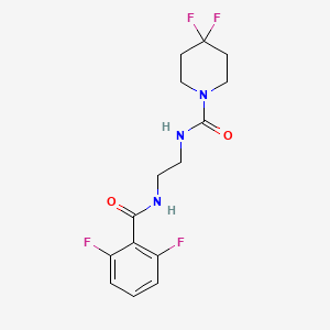 molecular formula C15H17F4N3O2 B7073772 N-[2-[(2,6-difluorobenzoyl)amino]ethyl]-4,4-difluoropiperidine-1-carboxamide 
