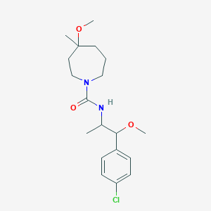 molecular formula C19H29ClN2O3 B7073783 N-[1-(4-chlorophenyl)-1-methoxypropan-2-yl]-4-methoxy-4-methylazepane-1-carboxamide 