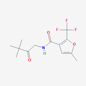 molecular formula C13H16F3NO3 B7073787 N-(3,3-dimethyl-2-oxobutyl)-5-methyl-2-(trifluoromethyl)furan-3-carboxamide 