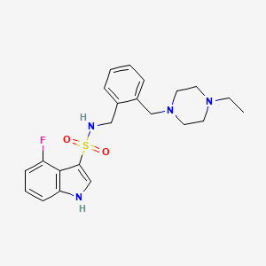molecular formula C22H27FN4O2S B7073858 N-[[2-[(4-ethylpiperazin-1-yl)methyl]phenyl]methyl]-4-fluoro-1H-indole-3-sulfonamide 