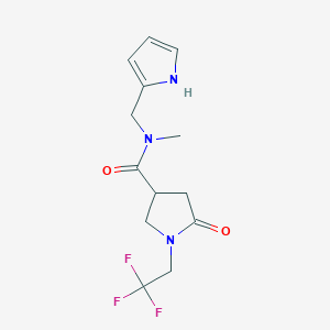 molecular formula C13H16F3N3O2 B7073918 N-methyl-5-oxo-N-(1H-pyrrol-2-ylmethyl)-1-(2,2,2-trifluoroethyl)pyrrolidine-3-carboxamide 