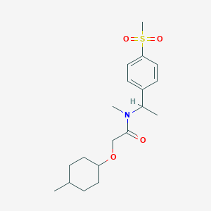 molecular formula C19H29NO4S B7073928 N-methyl-2-(4-methylcyclohexyl)oxy-N-[1-(4-methylsulfonylphenyl)ethyl]acetamide 