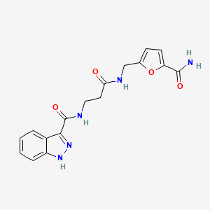 molecular formula C17H17N5O4 B7073969 N-[3-[(5-carbamoylfuran-2-yl)methylamino]-3-oxopropyl]-1H-indazole-3-carboxamide 