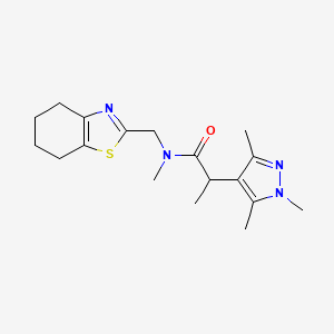 molecular formula C18H26N4OS B7073973 N-methyl-N-(4,5,6,7-tetrahydro-1,3-benzothiazol-2-ylmethyl)-2-(1,3,5-trimethylpyrazol-4-yl)propanamide 