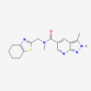 molecular formula C17H19N5OS B7073982 N,3-dimethyl-N-(4,5,6,7-tetrahydro-1,3-benzothiazol-2-ylmethyl)-2H-pyrazolo[3,4-b]pyridine-5-carboxamide 