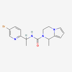molecular formula C16H19BrN4O B7074078 N-[1-(5-bromopyridin-2-yl)ethyl]-1-methyl-3,4-dihydro-1H-pyrrolo[1,2-a]pyrazine-2-carboxamide 