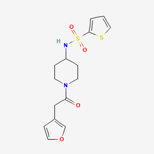 molecular formula C15H18N2O4S2 B7074092 N-[1-[2-(furan-3-yl)acetyl]piperidin-4-yl]thiophene-2-sulfonamide 