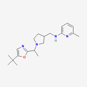 molecular formula C20H30N4O B7074139 N-[[1-[1-(5-tert-butyl-1,3-oxazol-2-yl)ethyl]pyrrolidin-3-yl]methyl]-6-methylpyridin-2-amine 