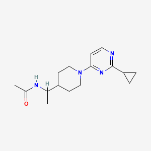 molecular formula C16H24N4O B7074269 N-[1-[1-(2-cyclopropylpyrimidin-4-yl)piperidin-4-yl]ethyl]acetamide 