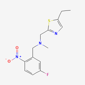 molecular formula C14H16FN3O2S B7074291 N-[(5-ethyl-1,3-thiazol-2-yl)methyl]-1-(5-fluoro-2-nitrophenyl)-N-methylmethanamine 