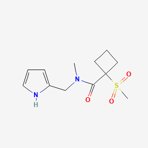 molecular formula C12H18N2O3S B7074518 N-methyl-1-methylsulfonyl-N-(1H-pyrrol-2-ylmethyl)cyclobutane-1-carboxamide 
