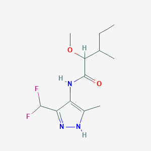 molecular formula C12H19F2N3O2 B7074644 N-[3-(difluoromethyl)-5-methyl-1H-pyrazol-4-yl]-2-methoxy-3-methylpentanamide 