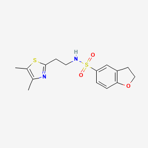 molecular formula C15H18N2O3S2 B7074808 N-[2-(4,5-dimethyl-1,3-thiazol-2-yl)ethyl]-2,3-dihydro-1-benzofuran-5-sulfonamide 