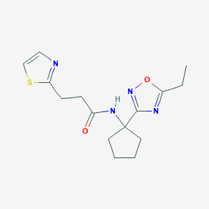 molecular formula C15H20N4O2S B7074827 N-[1-(5-ethyl-1,2,4-oxadiazol-3-yl)cyclopentyl]-3-(1,3-thiazol-2-yl)propanamide 