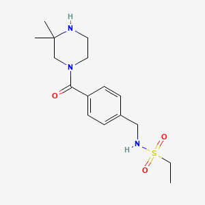 molecular formula C16H25N3O3S B7074897 N-[[4-(3,3-dimethylpiperazine-1-carbonyl)phenyl]methyl]ethanesulfonamide 