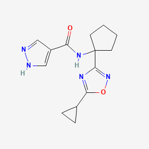 molecular formula C14H17N5O2 B7074949 N-[1-(5-cyclopropyl-1,2,4-oxadiazol-3-yl)cyclopentyl]-1H-pyrazole-4-carboxamide 