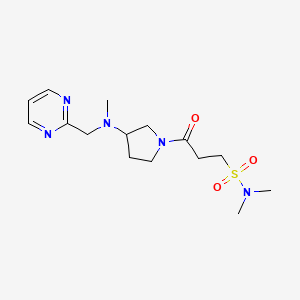 molecular formula C15H25N5O3S B7075014 N,N-dimethyl-3-[3-[methyl(pyrimidin-2-ylmethyl)amino]pyrrolidin-1-yl]-3-oxopropane-1-sulfonamide 