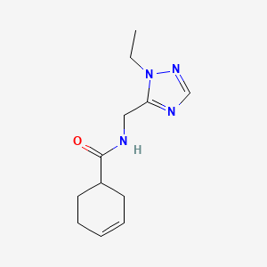 molecular formula C12H18N4O B7075056 N-[(2-ethyl-1,2,4-triazol-3-yl)methyl]cyclohex-3-ene-1-carboxamide 