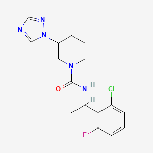 molecular formula C16H19ClFN5O B7075141 N-[1-(2-chloro-6-fluorophenyl)ethyl]-3-(1,2,4-triazol-1-yl)piperidine-1-carboxamide 